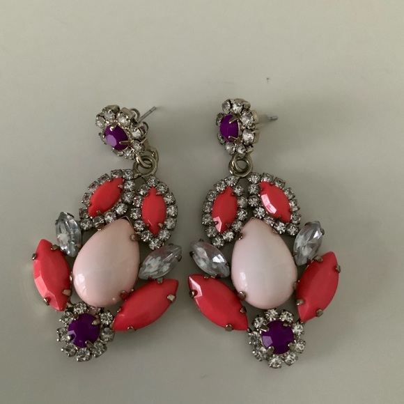 J.CREW Statement Jewel Stones Colourful Earrings Woman’s Like New Jewelry - Picture 3 of 8